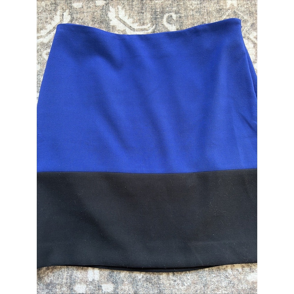 Ann Taylor Loft Royal Blue Black Color Block Straight Pencil Skirt 6 Excellent